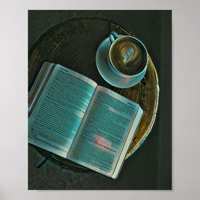 Poster Eu adoro café e livros (Frente)