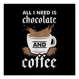 Póster Eu Adoro Chocolate E Café