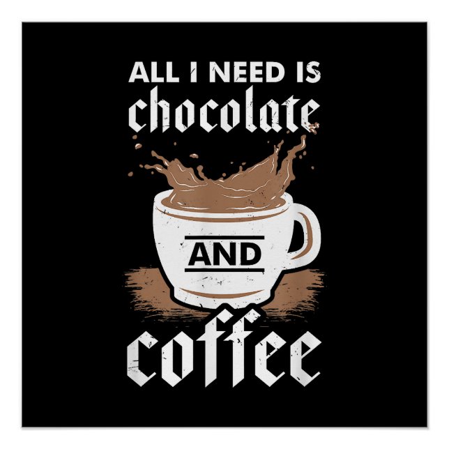 Póster Eu Adoro Chocolate E Café (Frente)