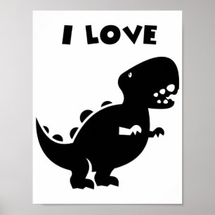 Poster Eu adoro dinossauros tiranossauros rex Arte Silhou