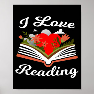 Poster Eu adoro ler "Shirt Heart Reading paus Bookworm"
