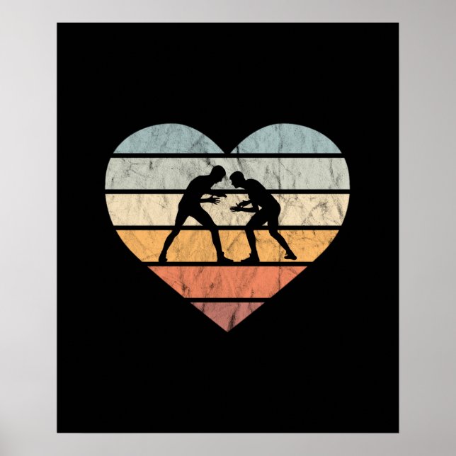Poster Eu adoro Luta Retro Coração (Frente)