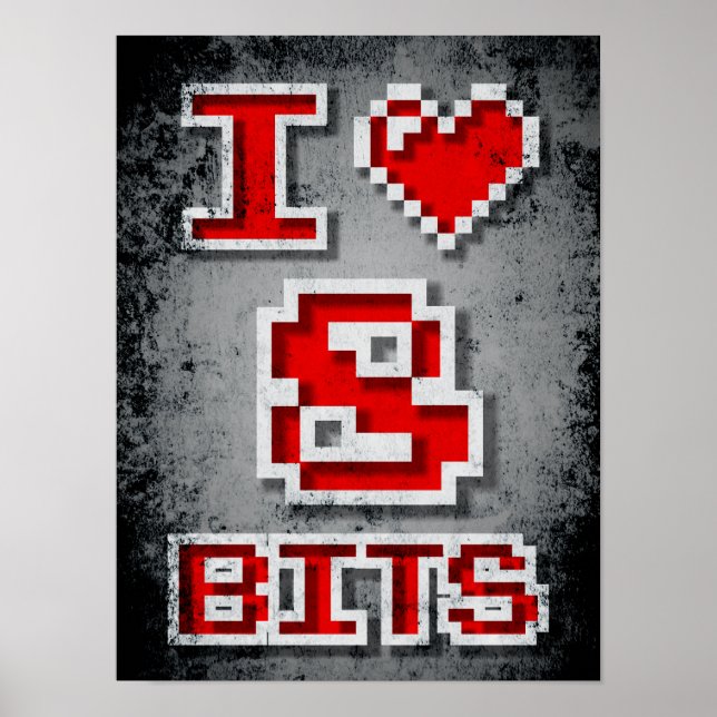 Poster Eu Amo 8 Bits (Frente)