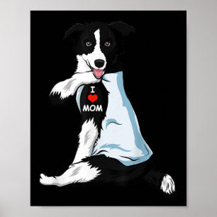 Poster Eu Amo A Mãe Tattoo Border Collie Mãe Cachorro Sob