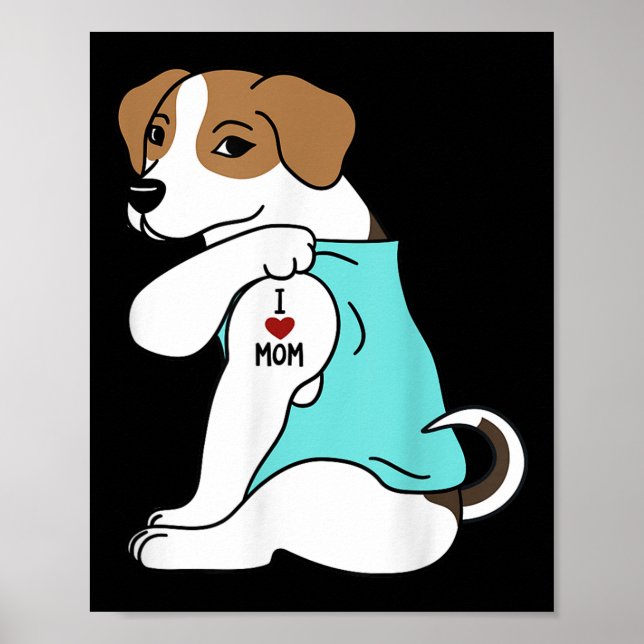 Poster Eu Amo A Mãe Tatuagem Jack Russell Terrier Dia de  (Frente)