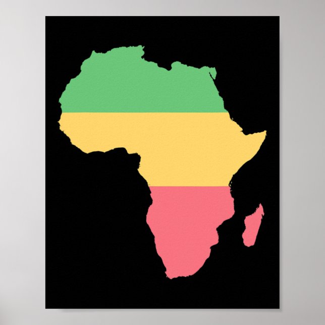 Poster Eu Amo África Continente Colorido Rosta (Frente)
