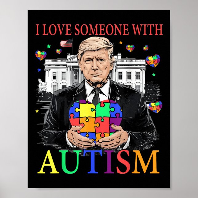 Poster Eu Amo Alguém Com Autismo Engraçado Autismo (Frente)