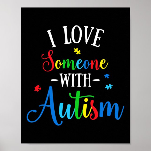 Poster Eu Amo Alguém Com Autismo Sensibilização Homens Mu (Frente)