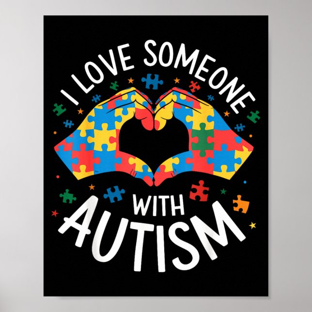 Poster Eu Amo Alguém Com Consciência do Autismo Mulheres  (Frente)