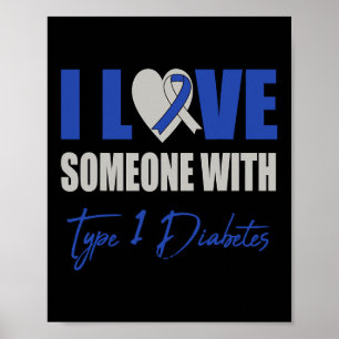 Poster Eu Amo Alguém Com Diabetes Tipo 1 Azul
