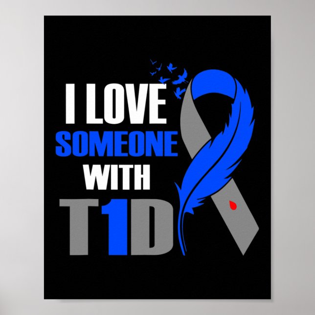 Poster Eu Amo Alguém Com Sensibilização Para Diabetes Tip (Frente)