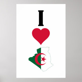 Poster Eu Amo Argélia Vertical I Heart Argélia Country Fl