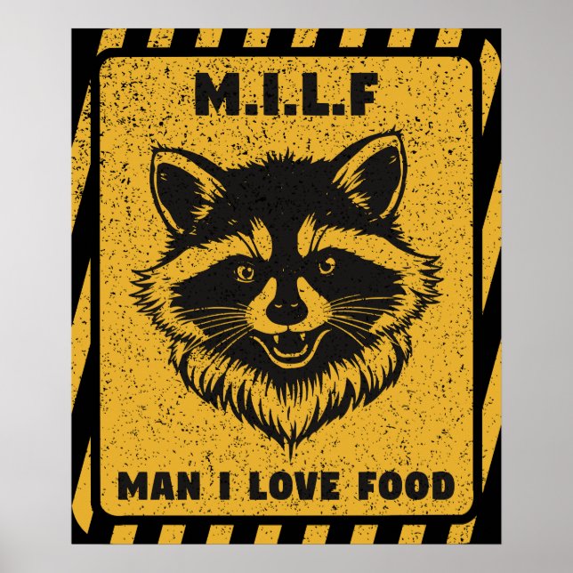 Poster Eu Amo Comida Guaxinim Engraçado (Frente)