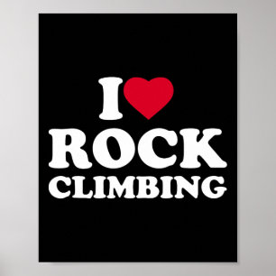 Poster Eu Amo Coração Escalada de Rocha Amante Escalador 