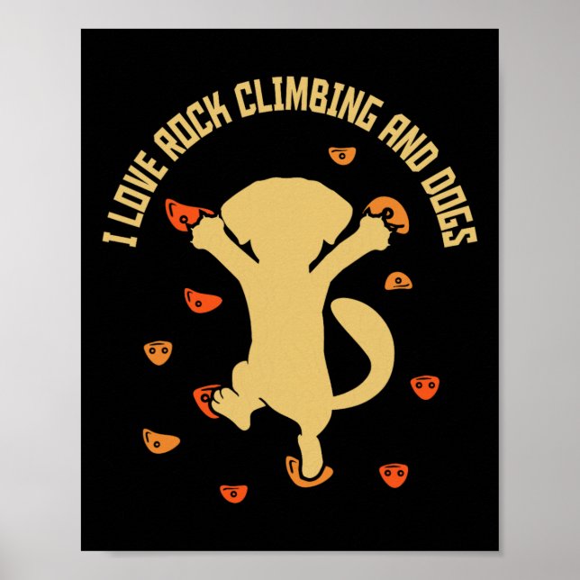 Poster Eu Amo Escalada e Cachorros - Boulder Bouldering (Frente)