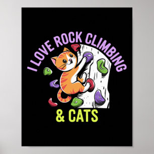 Poster Eu Amo Escalada E Gatos Amam Gatos Divertidos E Es