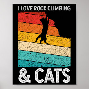 Poster Eu Amo Escalada e Gatos Gatinho Fofo Amante de Gat