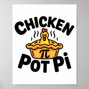 Poster Eu Amo Frango Pot Pi Piada de Comida Matemática