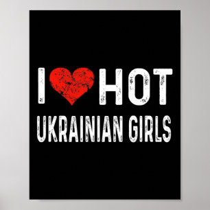 Poster Eu Amo Garotas Ucranianas Quentes - Ucrânia Coraçã