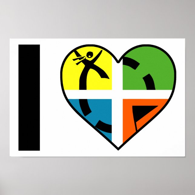 Póster Eu Amo Geocaching Cartaz Divertido (Frente)