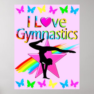 PÓSTER EU AMO GINÁSTICA RAINBOW GYMNAST GIRL DESIGN