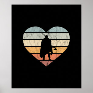 Poster Eu Amo Guerreiro Viking Com Machado