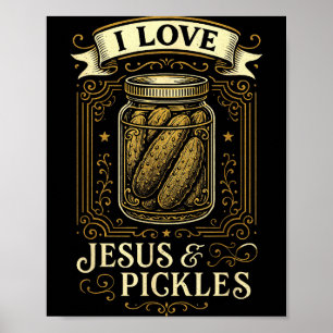 Poster Eu Amo Jesus & Picles - Humor Cristão Divertid