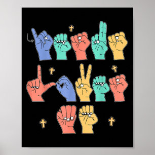 Poster Eu amo Jesus Asl cristão Jesus Criança Você Sig