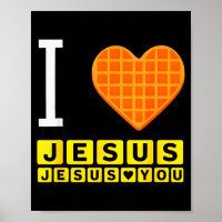 Eu Amo Jesus Coração de Waffle Divertido Café da M