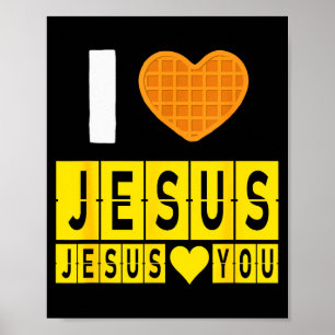 Poster Eu Amo Jesus Coração de Waffle Jesus Te Ama Brinca