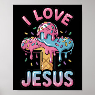 Poster Eu Amo Jesus Crianças Sorvetes Cristãos Gi