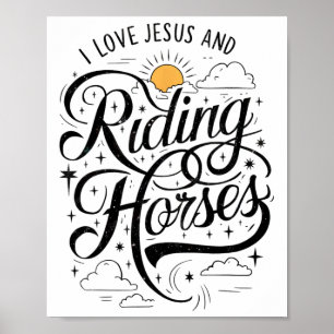Poster Eu Amo Jesus E Cavalos Cavalos Andando Meninas De