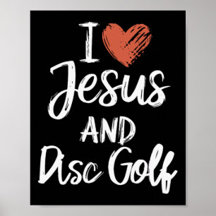 Poster Eu Amo Jesus E Disc Golf Cristão Religioso Disco