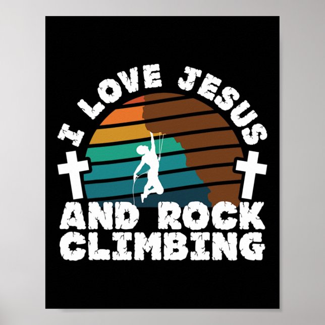Poster Eu Amo Jesus E Escalada Fé Cristã Saudável (Frente)
