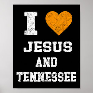 Poster Eu Amo Jesus E Tennessee Camisa Coração Laranja Bo