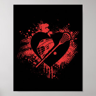 Poster Eu Amo Lacrosse Funny Lacrosse Player Dia de os na