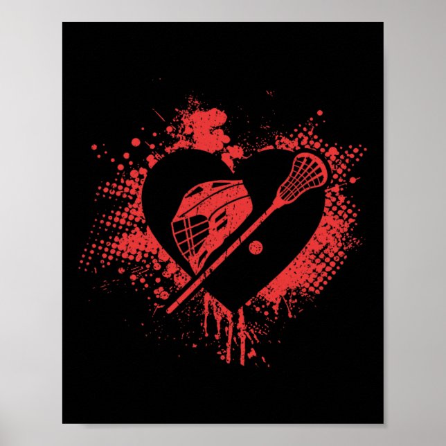 Poster Eu Amo Lacrosse Funny Lacrosse Player Dia de os na (Frente)