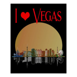 Póster Eu Amo Las Vegas Skyline Sunrise Souvenir
