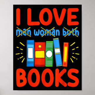 Poster Eu Amo Livros Divertido Presente de Leitor Aroace 