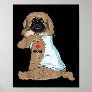 Poster Eu Amo Mamãe Tatto Pekingese Mãe Cachorro Sobremes