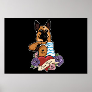 Poster Eu Amo Mamãe Tatuagem Eu German shepherd Mãe