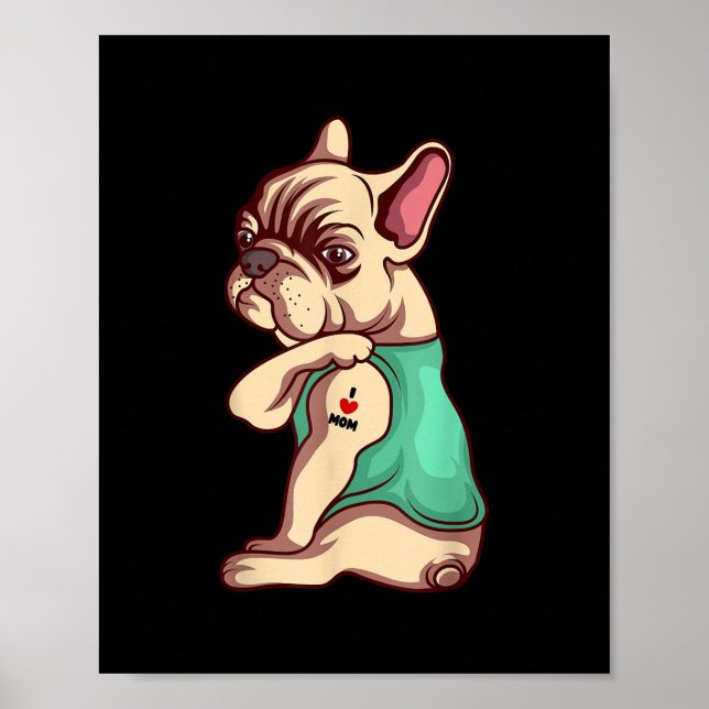 Poster Eu Amo Mamãe Tatuagem Sobre O Engraçado Dão De Bul (Frente)