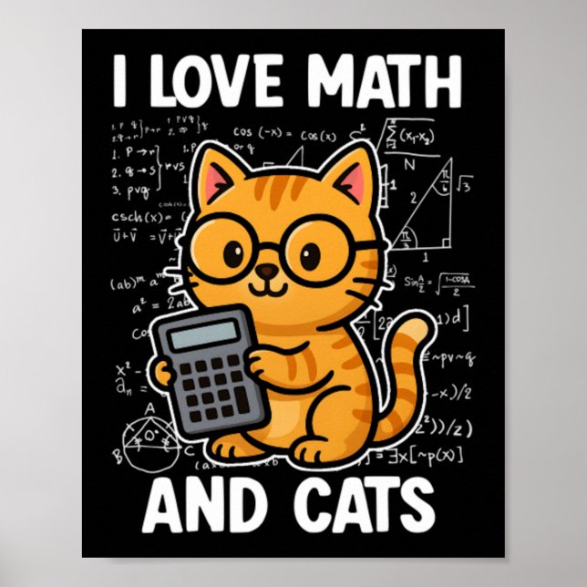 Poster Eu Amo Matemática E Gatos (Frente)