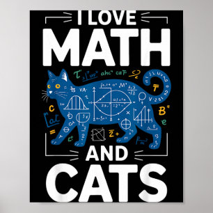 Poster Eu Amo Matemática E Gatos Professor Aluno Gatinho 