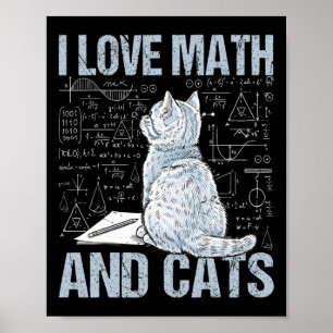 Poster Eu Amo Matemática E Gatos Professor De Ciências Al