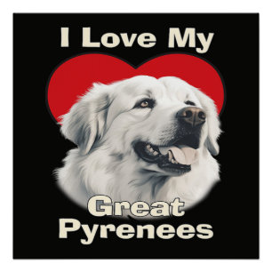 Póster Eu amo meu cachorro Grande Pirineus