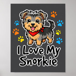 Poster Eu Amo Meu Cachorro Snorkie Cute Schnauzer Yorkie