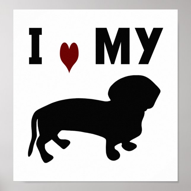 Póster Eu Amo Meu Dachshund (Frente)