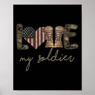 Poster Eu Amo Meu Marido Soldado Exército Americano Camuf
