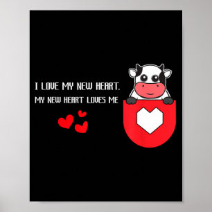 Poster Eu amo meu novo coração me ama saúde cardíaca card